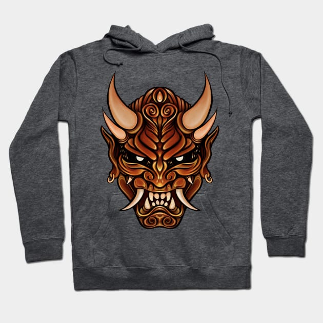 Rage of the Oni - Japanese Yokai Mask Hoodie by MonoMano